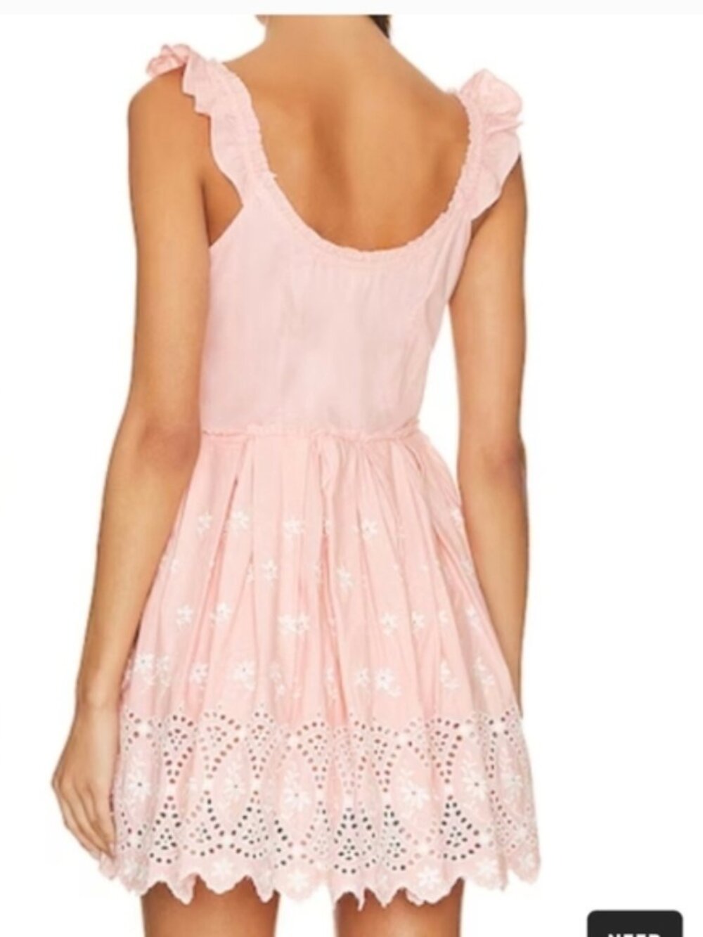 LoveShackFancy Pink Eyelet Mini Dress Size 6  Sleeveless Pleated Boho NWT - Picture 11 of 14